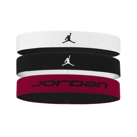 Jordan Elastic Sport Wide Headbands 3pk - Wh/Gym Red/Bk