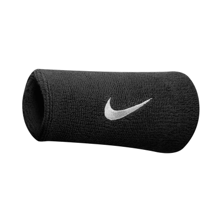 Nike Swoosh Double Wide Wristbands - Black/White